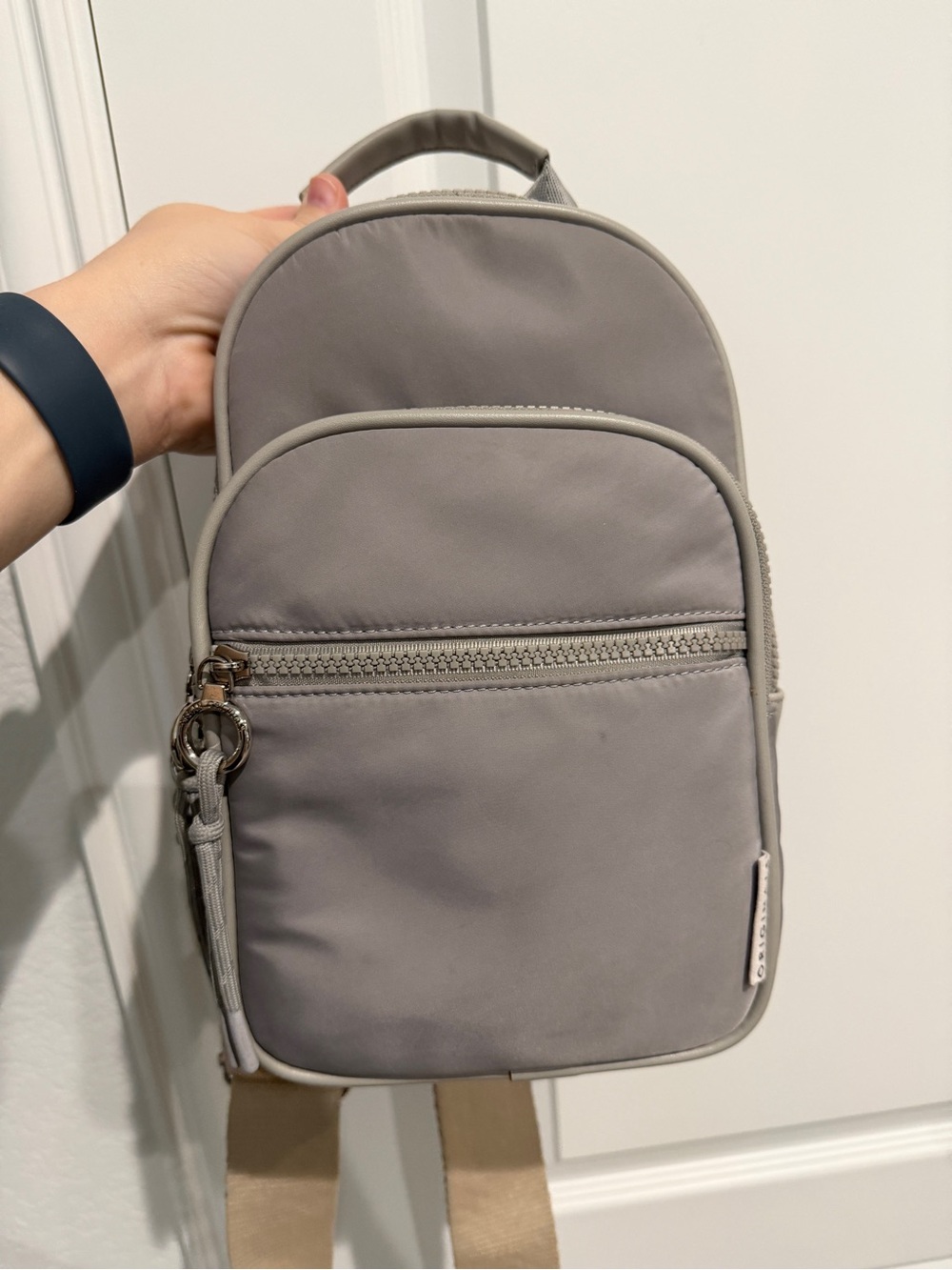 Anthropologie Urban Originals Convertible Sling Backpack Grey Woven Strap